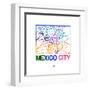 Mexico City Watercolor Street Map-NaxArt-Framed Art Print