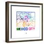 Mexico City Watercolor Street Map-NaxArt-Framed Premium Giclee Print