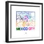 Mexico City Watercolor Street Map-NaxArt-Framed Premium Giclee Print