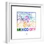 Mexico City Watercolor Street Map-NaxArt-Framed Premium Giclee Print