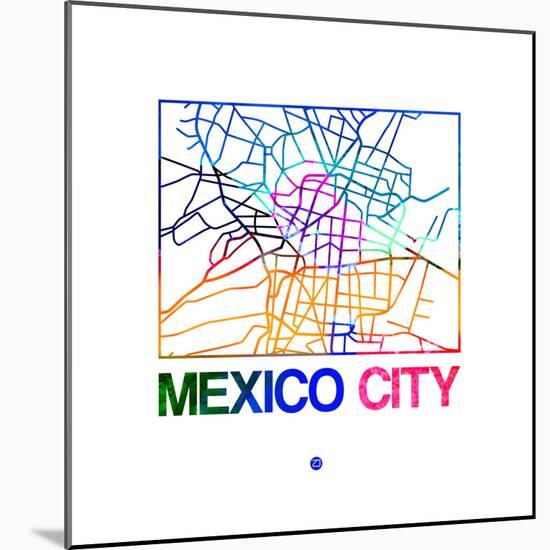 Mexico City Watercolor Street Map-NaxArt-Mounted Premium Giclee Print