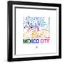 Mexico City Watercolor Street Map-NaxArt-Framed Art Print