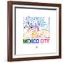 Mexico City Watercolor Street Map-NaxArt-Framed Art Print