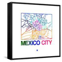 Mexico City Watercolor Street Map-NaxArt-Framed Stretched Canvas