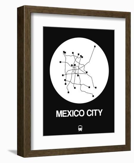 Mexico City White Subway Map-NaxArt-Framed Art Print