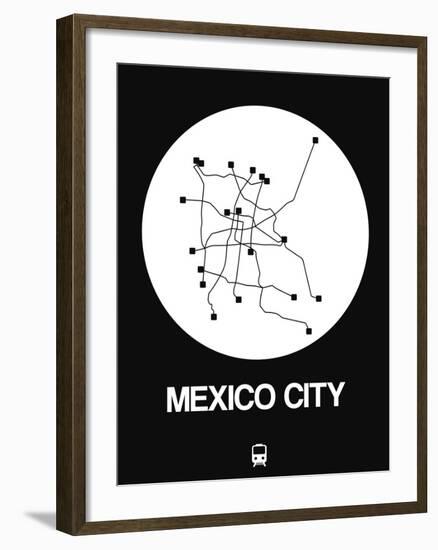 Mexico City White Subway Map-NaxArt-Framed Art Print