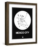 Mexico City White Subway Map-NaxArt-Framed Art Print