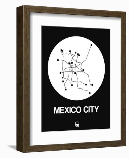 Mexico City White Subway Map-NaxArt-Framed Art Print