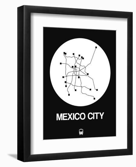 Mexico City White Subway Map-NaxArt-Framed Art Print