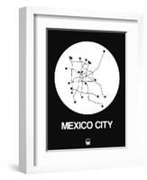 Mexico City White Subway Map-NaxArt-Framed Art Print