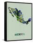Mexico Color Splatter Map-NaxArt-Framed Stretched Canvas