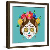 Mexico Day of the Dead Skull and Spring Decoration-cienpies-Framed Art Print