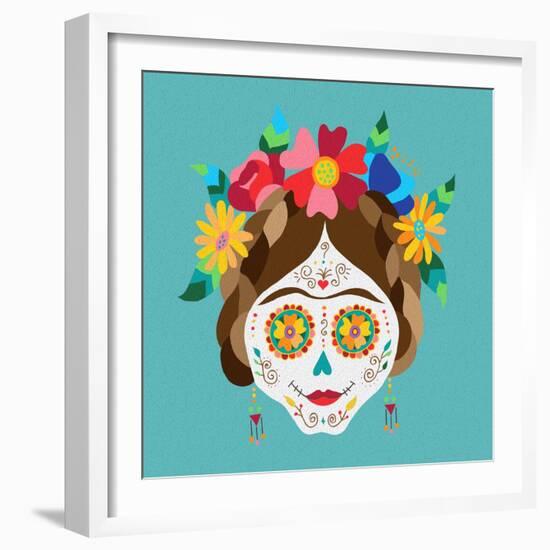 Mexico Day of the Dead Skull and Spring Decoration-cienpies-Framed Art Print