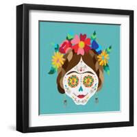 Mexico Day of the Dead Skull and Spring Decoration-cienpies-Framed Art Print