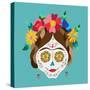 Mexico Day of the Dead Skull and Spring Decoration-cienpies-Stretched Canvas
