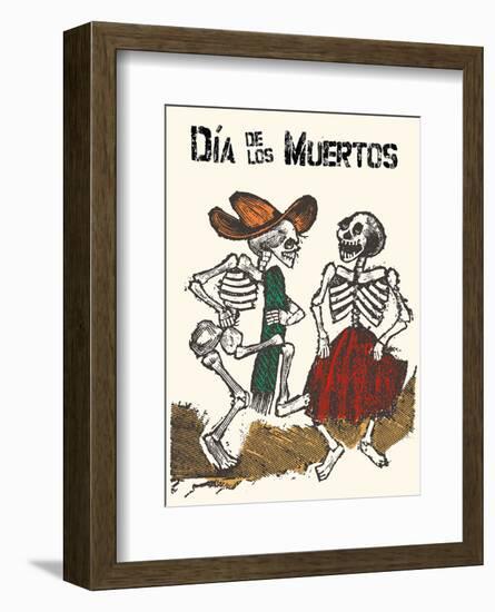 Mexico - Dia de los Muertos (Day of the Dead) - Dancing Skeletons-Jose Guadalupe Posada-Framed Art Print