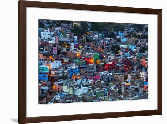 Mexico, Guanajuato, Night Lighting of the city of Guanajuato-Terry Eggers-Framed Premium Photographic Print