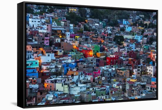 Mexico, Guanajuato, Night Lighting of the city of Guanajuato-Terry Eggers-Framed Stretched Canvas