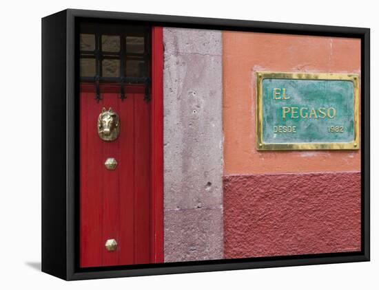 Mexico, Guanajuato State, San Miguel de Allende, El Pegaso Cafe Sign-Walter Bibikow-Framed Stretched Canvas