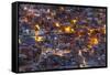 Mexico, Guanajuato. Street lights add ambience to this twilight village scene.-Brenda Tharp-Framed Stretched Canvas