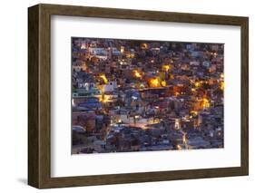 Mexico, Guanajuato. Street lights add ambience to this twilight village scene.-Brenda Tharp-Framed Photographic Print