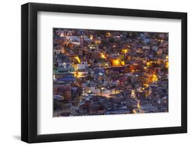 Mexico, Guanajuato. Street lights add ambience to this twilight village scene.-Brenda Tharp-Framed Photographic Print