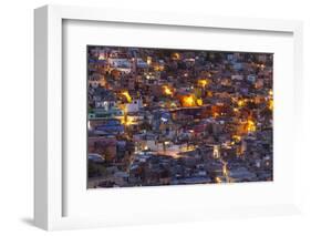 Mexico, Guanajuato. Street lights add ambience to this twilight village scene.-Brenda Tharp-Framed Photographic Print