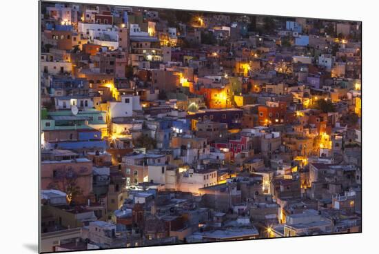 Mexico, Guanajuato. Street lights add ambience to this twilight village scene.-Brenda Tharp-Mounted Photographic Print