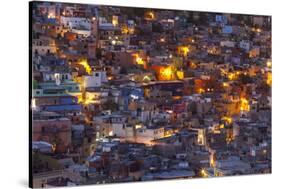 Mexico, Guanajuato. Street lights add ambience to this twilight village scene.-Brenda Tharp-Stretched Canvas