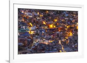 Mexico, Guanajuato. Street lights add ambience to this twilight village scene.-Brenda Tharp-Framed Premium Photographic Print