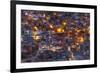 Mexico, Guanajuato. Street lights add ambience to this twilight village scene.-Brenda Tharp-Framed Premium Photographic Print