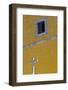 Mexico, Guanajuato. White Cross Against a Yellow Church Wall with Open Window-Judith Zimmerman-Framed Photographic Print