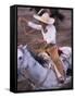 Mexico, Jalisco, Puerto Vallarta Cowboy attempts to rope a bull at the charro, rodeo-Merrill Images-Framed Stretched Canvas