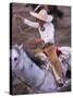 Mexico, Jalisco, Puerto Vallarta Cowboy attempts to rope a bull at the charro, rodeo-Merrill Images-Stretched Canvas