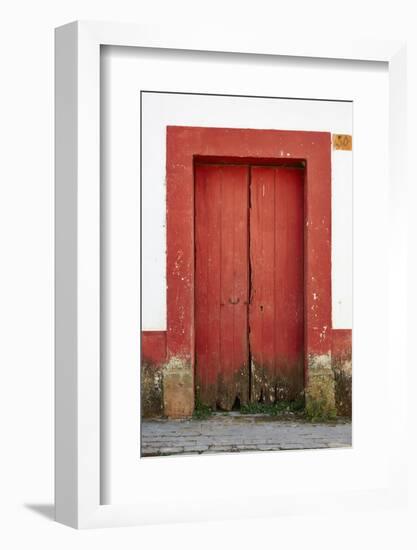 Mexico, Jalisco, San Sebastian del Oeste. Colorful Rustic Door-Steve Ross-Framed Photographic Print