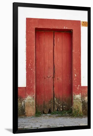 Mexico, Jalisco, San Sebastian del Oeste. Colorful Rustic Door-Steve Ross-Framed Photographic Print