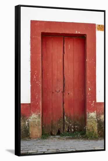 Mexico, Jalisco, San Sebastian del Oeste. Colorful Rustic Door-Steve Ross-Framed Stretched Canvas