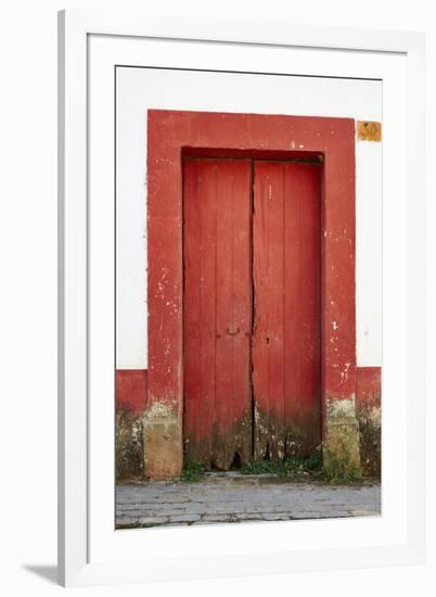 Mexico, Jalisco, San Sebastian del Oeste. Colorful Rustic Door-Steve Ross-Framed Photographic Print