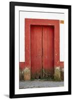 Mexico, Jalisco, San Sebastian del Oeste. Colorful Rustic Door-Steve Ross-Framed Photographic Print