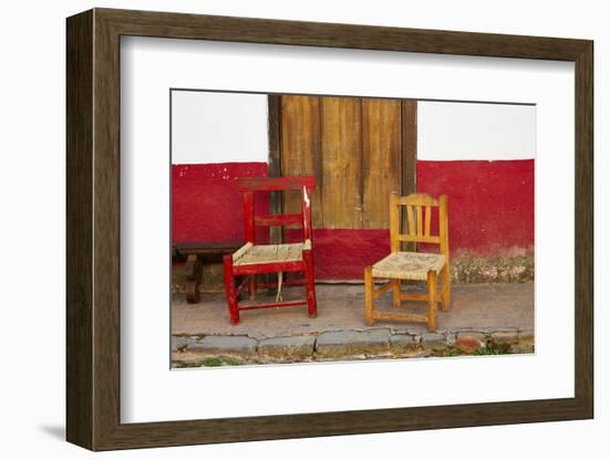 Mexico, Jalisco, San Sebastian del Oeste. Rustic Door and Chairs-Steve Ross-Framed Photographic Print