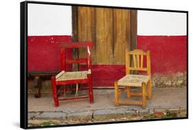 Mexico, Jalisco, San Sebastian del Oeste. Rustic Door and Chairs-Steve Ross-Framed Stretched Canvas