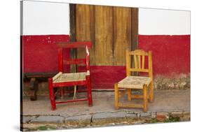 Mexico, Jalisco, San Sebastian del Oeste. Rustic Door and Chairs-Steve Ross-Stretched Canvas