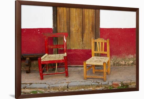 Mexico, Jalisco, San Sebastian del Oeste. Rustic Door and Chairs-Steve Ross-Framed Photographic Print