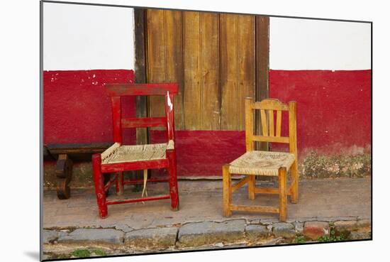 Mexico, Jalisco, San Sebastian del Oeste. Rustic Door and Chairs-Steve Ross-Mounted Photographic Print