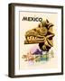 Mexico - Kukulkan Feathered Serpent - Mayan Snake Deity, Vintage Travel Poster, 1963-Howard Koslow-Framed Art Print