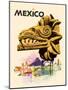 Mexico - Kukulkan Feathered Serpent - Mayan Snake Deity, Vintage Travel Poster, 1963-Howard Koslow-Mounted Art Print