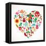 Mexico Love - Heart With Set Ofs-Marish-Framed Stretched Canvas