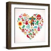 Mexico Love - Heart With Set Ofs-Marish-Framed Art Print