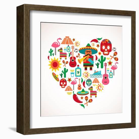 Mexico Love - Heart With Set Ofs-Marish-Framed Art Print