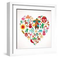 Mexico Love - Heart With Set Ofs-Marish-Framed Art Print